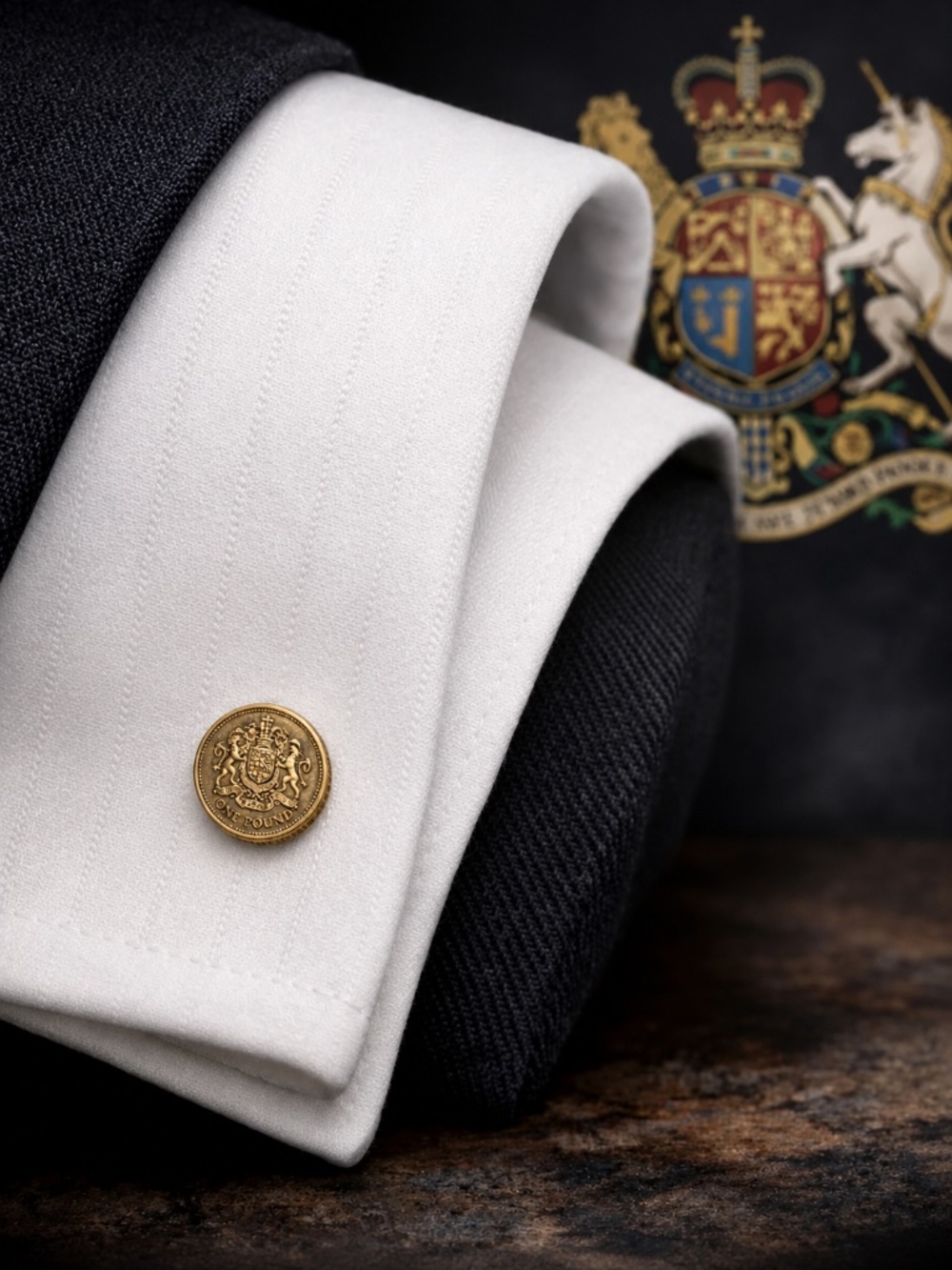 Genuine UK coin design cufflinks with the Royal Arms Lion & Unicorn crest
